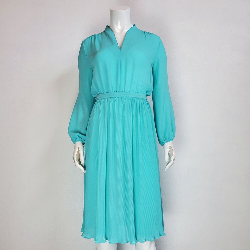 Vintage 80s Turquoise Blue Dress